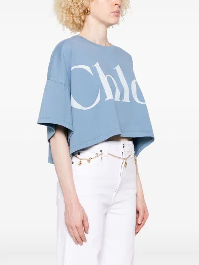 Chloé Oversize Signature Logo Crop Graphic T-shirt