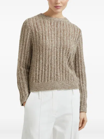 Brunello Cucinelli Beige Crewneck Sweater