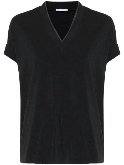 Brunello Cucinelli Women Monili Collar Vneck Tee Shirt