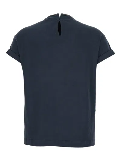 Brunello Cucinelli Cotton T Shirt In Blue