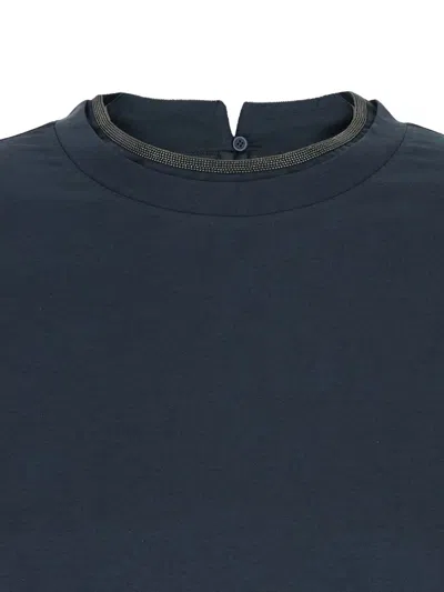 Brunello Cucinelli Cotton T Shirt In Blue