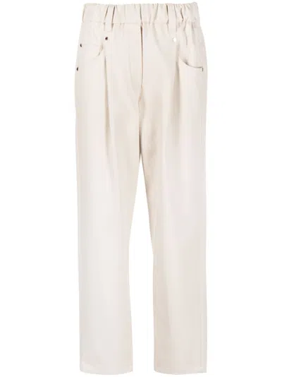 Brunello Cucinelli Cotton Trousers In Gray