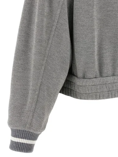 Brunello Cucinelli Logo Zipped Sweatshirt In Gray