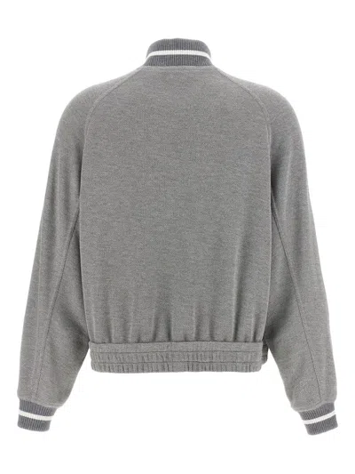 Brunello Cucinelli Logo Zipped Sweatshirt In Gray