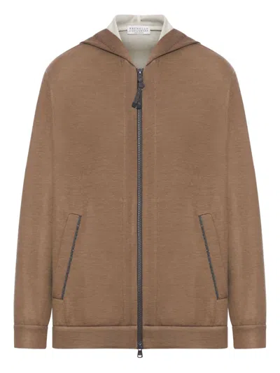 Brunello Cucinelli Women Cotton And Silk Blend Hoodie In Brown