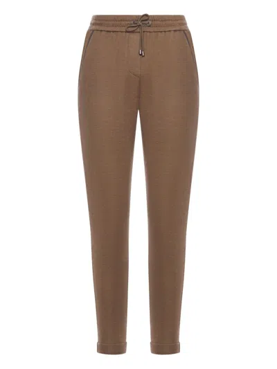 Brunello Cucinelli Drawstring-waist Tapered Trousers In Black