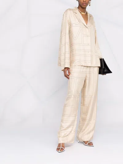Totême Silk Shirt With Monogram Logo Embroidery