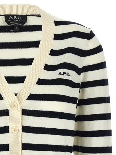 Apc Striped Pattern Knitwear Cardigan With Ribbed Cuffs In Multi