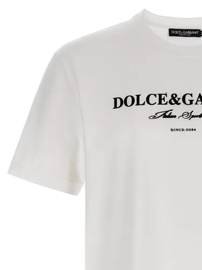 Dolce & Gabbana White Crewneck T-shirt With Logo Lettering Print On The Front