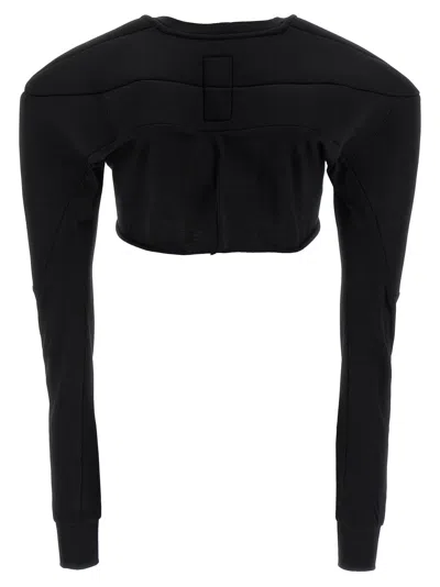 Rick Owens Black Champion Edition Girdered Cropped Harness T-shirt In Black