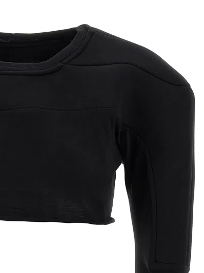 Rick Owens Black Champion Edition Girdered Cropped Harness T-shirt In Black