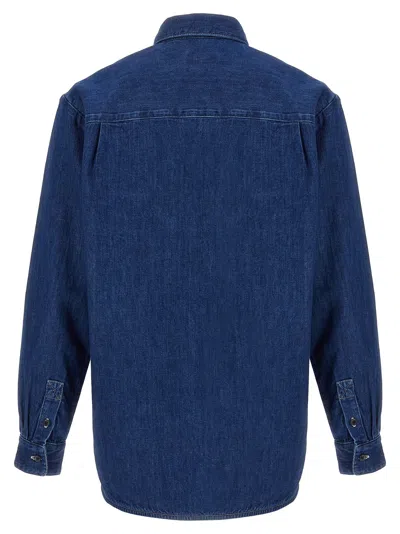 Apc A.p.c. Button-down Denim Shirt With Logo Detail In Blue
