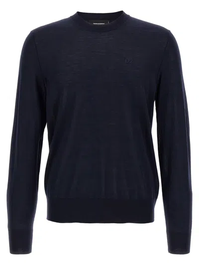 Dsquared2 Navy Blue Wool And Cashmere Knit Sweater