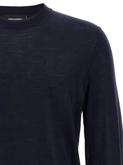 Dsquared2 Navy Blue Wool And Cashmere Knit Sweater