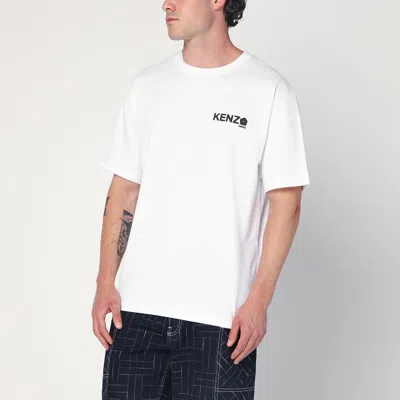 Kenzo White Classic T-shirt With Contrasting Logo Print In Cotton