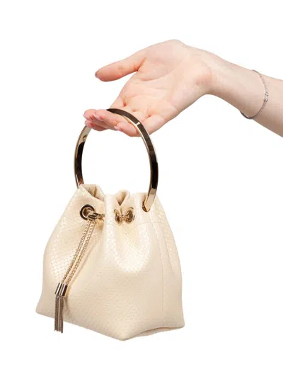 Jimmy Choo Bon Bon Fuc Snakeskin Print Leather Bag