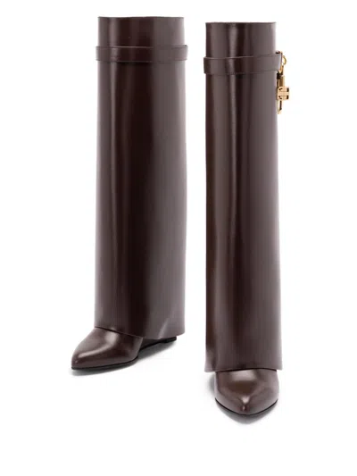 Givenchy Shark Lock Pant Boots Shoes In Brown