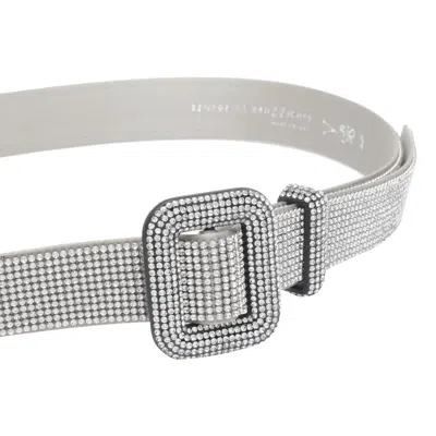 Benedetta Bruzziches Crystal Embellished Metallic Finish Belts In Neutral