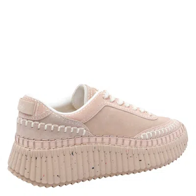 Chloé Low Top Sneakers Contrast Stitching In Pink
