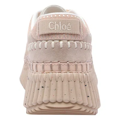 Chloé Low Top Sneakers Contrast Stitching In Pink
