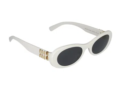 Miu Miu Bianco/avorio Acetate Sunglasses In Black