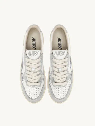 Autry Sneakers Platform Low In Pelle Bianca E Argento