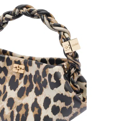 Ganni Mini Bou Animalier Handbag In Brown