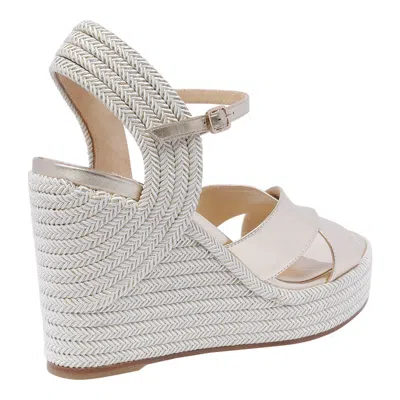 Jimmy Choo Leather Strappy Wedge Sandals In Silver