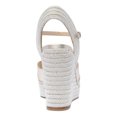 Jimmy Choo Leather Strappy Wedge Sandals In Silver