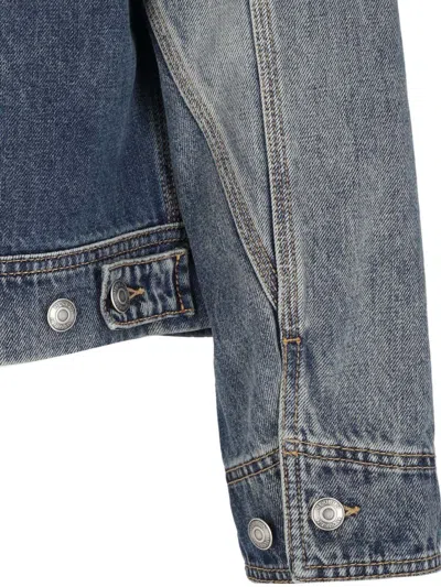 Alexander Mcqueen Denim Jacket With Suede Collar In Blue