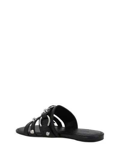 Balenciaga City Nappa Leather Flat Slides In Black