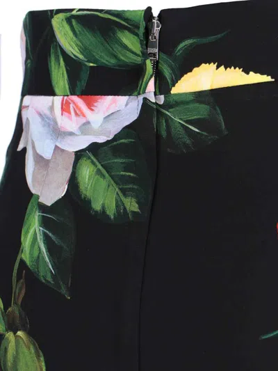 Dolce & Gabbana Black Midi Skirt With All-over Floral Print