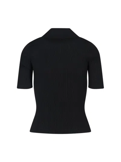 Courrèges Courreges Black Viscose Blend Polo Shirt Women In Black