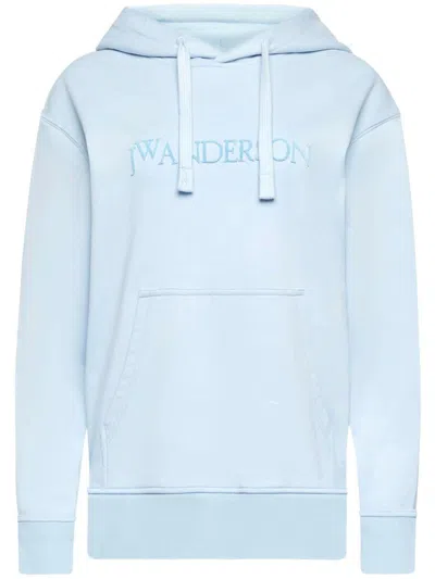 Jw Anderson Hooded Sweatshirt With Logo And Pouch Pocket In Blue