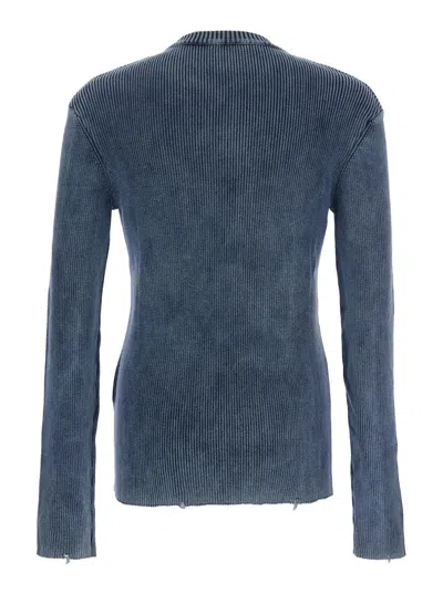 Diesel 'darin' Blue Crewneck T-shirt With Oval D Logo Cut-out On The Front In Blue