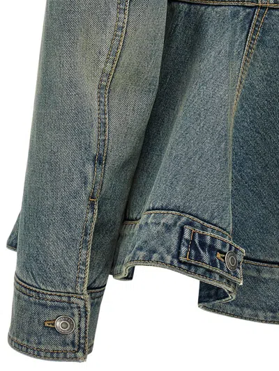 Alexander Mcqueen Alexander Mc Queen Light Blue Washed Denim Jacket With Ruffles In Blue