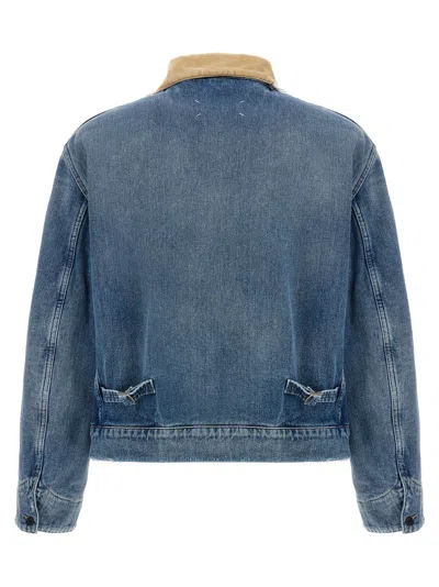 Maison Margiela Cotton Denim Workwear Zip Jacket In Blue