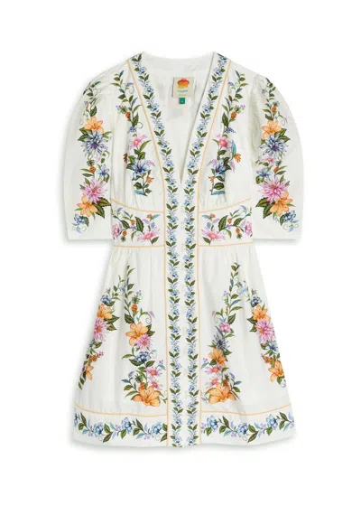 Farm Rio Off-white Sweet Bloom Dreamscape Organic Cotton Mini Dress