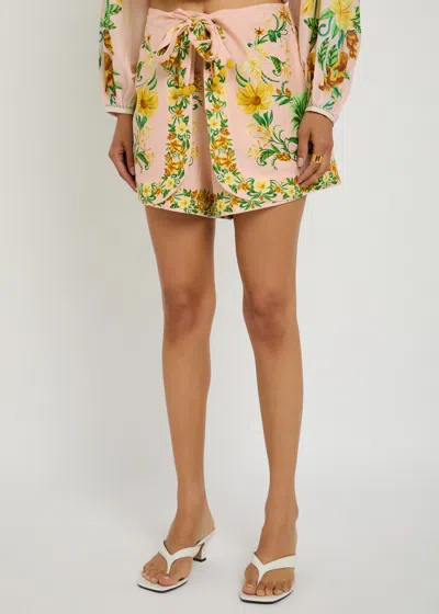 Farm Rio Botanical Beauty Tie Waist Shorts In Multi