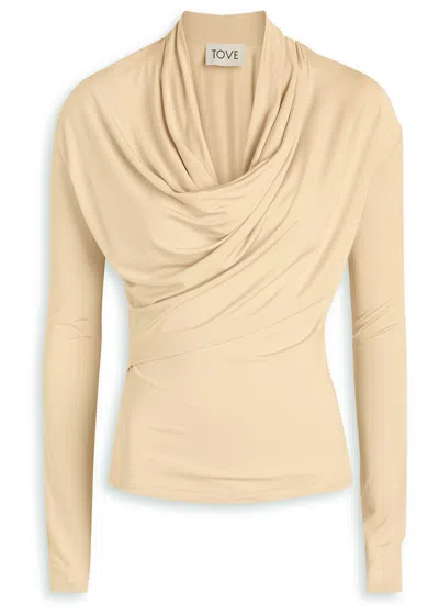 Tove Fina Draped Stretch-jersey Top In Nude