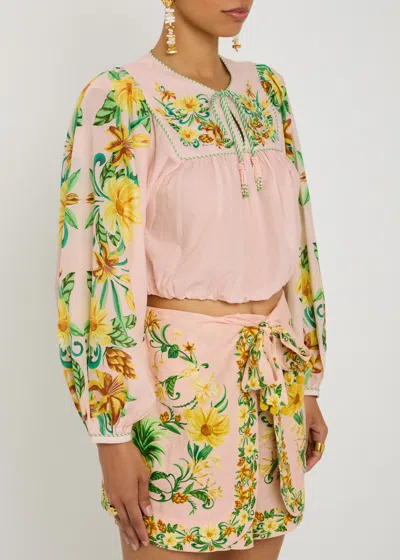 Farm Rio Botanical Floral-print Cotton Blouse
