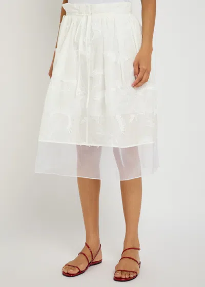 3.1 Phillip Lim Embroidered Tulle And Cotton Midi Skirt