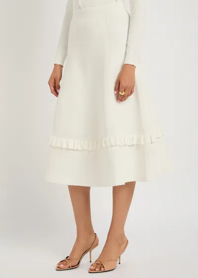 Needle & Thread Pointelle Stretch-knit Midi Skirt