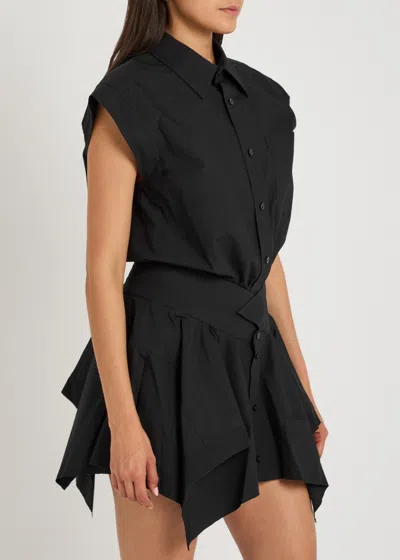 Alexander Wang T Alexanderwang.t Asymmetric Cotton Shirt Mini Dress