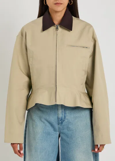 Jw Anderson Peplum Cotton Jacket In Neutral