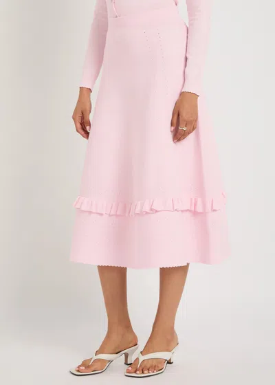 Needle & Thread Pointelle Stretch-knit Midi Skirt
