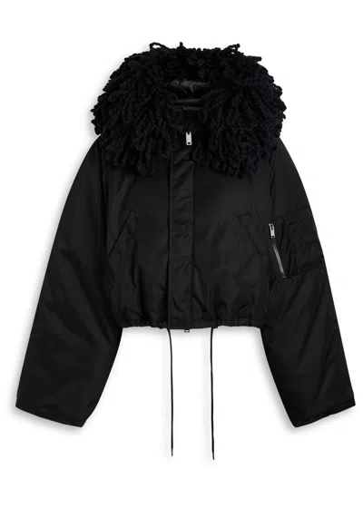Stella Mccartney Shaggy Knit Quilted Shell Coat