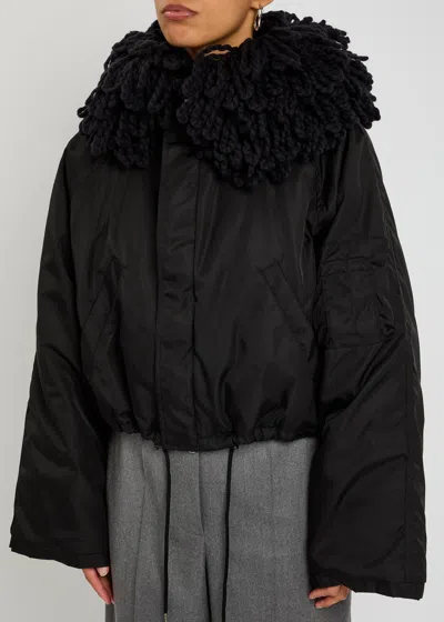 Stella Mccartney Shaggy Knit Quilted Shell Coat