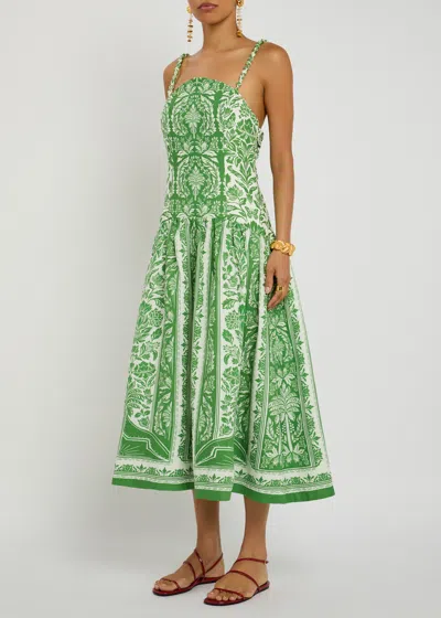 Farm Rio Tapestry Printed Linen Midi Dress