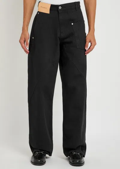 Jw Anderson Twisted Workwear Denim Jeans In Black
